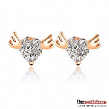 Angel Wing with Heart Zircon Love Stud Earrings (ER0010-C)